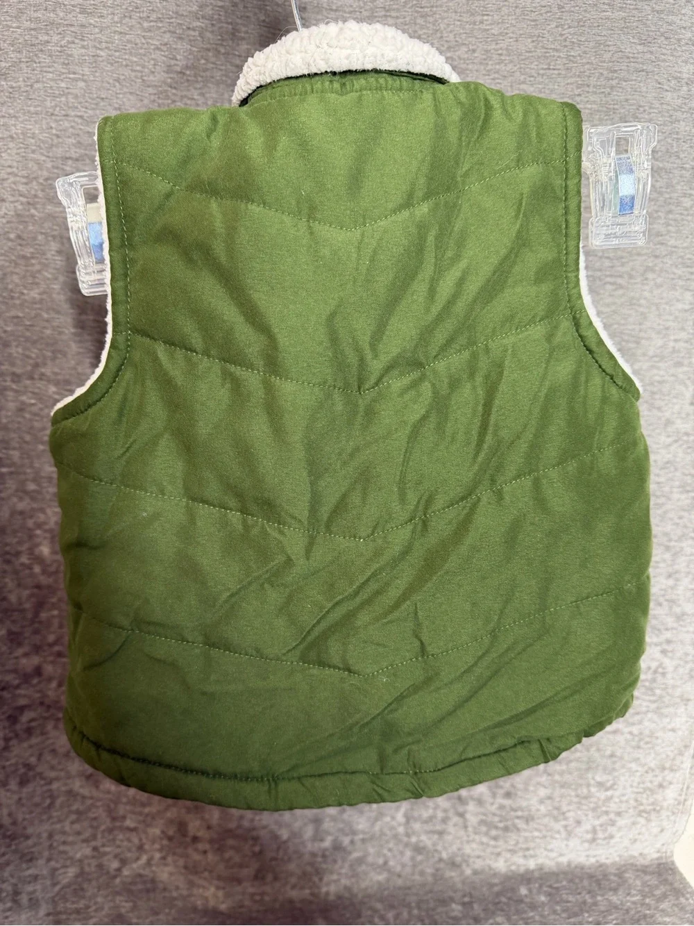 Hudson Baby Olive Green Puffer Vest with Navy Zipper